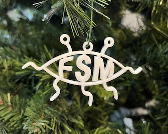 Flying Spaghetti Monster Tree Ornament - Plastic (White) (Laser Cut Acrylic)