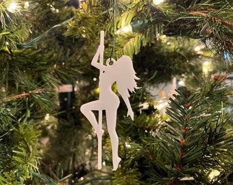 Pole Dancer 102 Ornament - Plastic (White) (Laser Cut Acrylic)