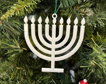 Menorah Ornament - Plastic (White) (Laser Cut Acrylic)