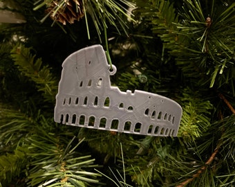 Colosseum Shape Tree Ornament - Plastic (Gray) (Laser Cut Acrylic)
