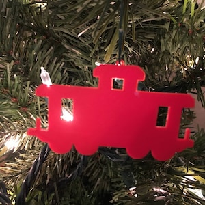 Caboose Shape Tree Ornament - Plastic (Red) (Laser Cut Acrylic)