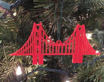 Golden Gate Bridge Skyline Ornament - Plastic (Red) (3D Printed)
