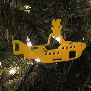 Submarine Shape 102 Tree Ornament - Plastic (Yellow) (Laser Cut Acrylic)