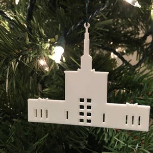 Denver Temple Shape Tree Ornament - Plastic (White) (Laser Cut Acrylic)