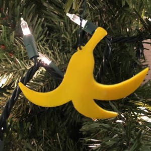 Banana Peel Shape Tree Ornament - Plastic (Yellow) (Laser Cut Acrylic)