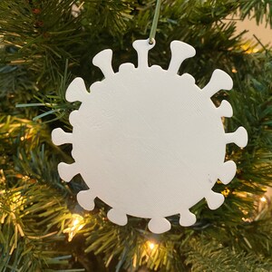 COVID Virus Ornament - Plastic (White) (Laser Cut Acrylic)