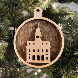 Nauvoo, IL Temple Circle Christmas Ornament - Wood