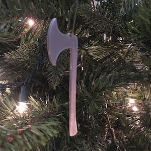 Axe Christmas Tree Ornament - Plastic (Gray, Single Color) (Laser Cut Acrylic)