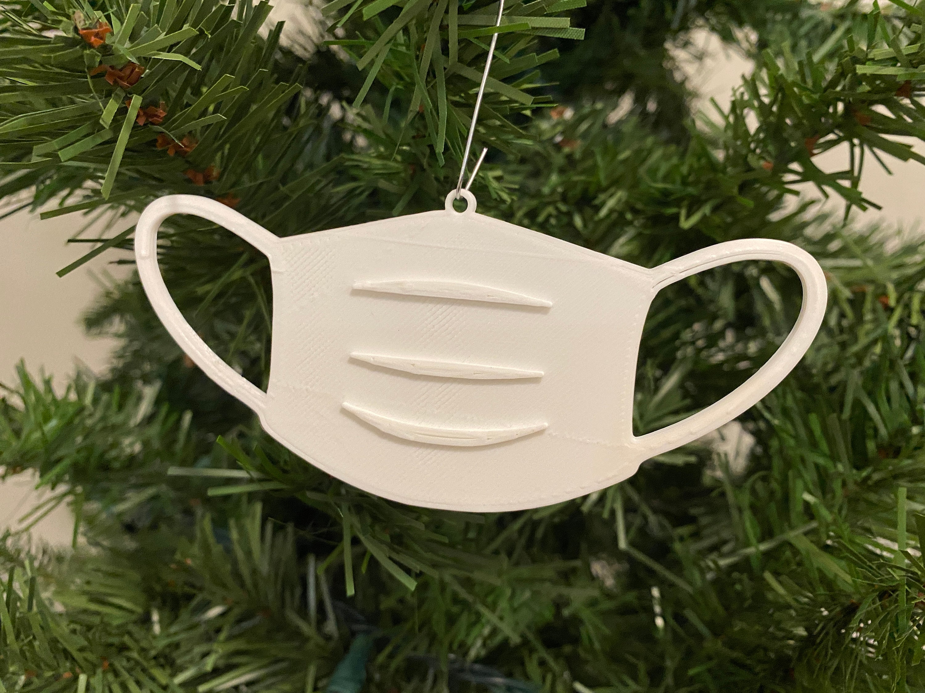 Face Mask 101 Ornament - Plastic (White) (3D Printed)