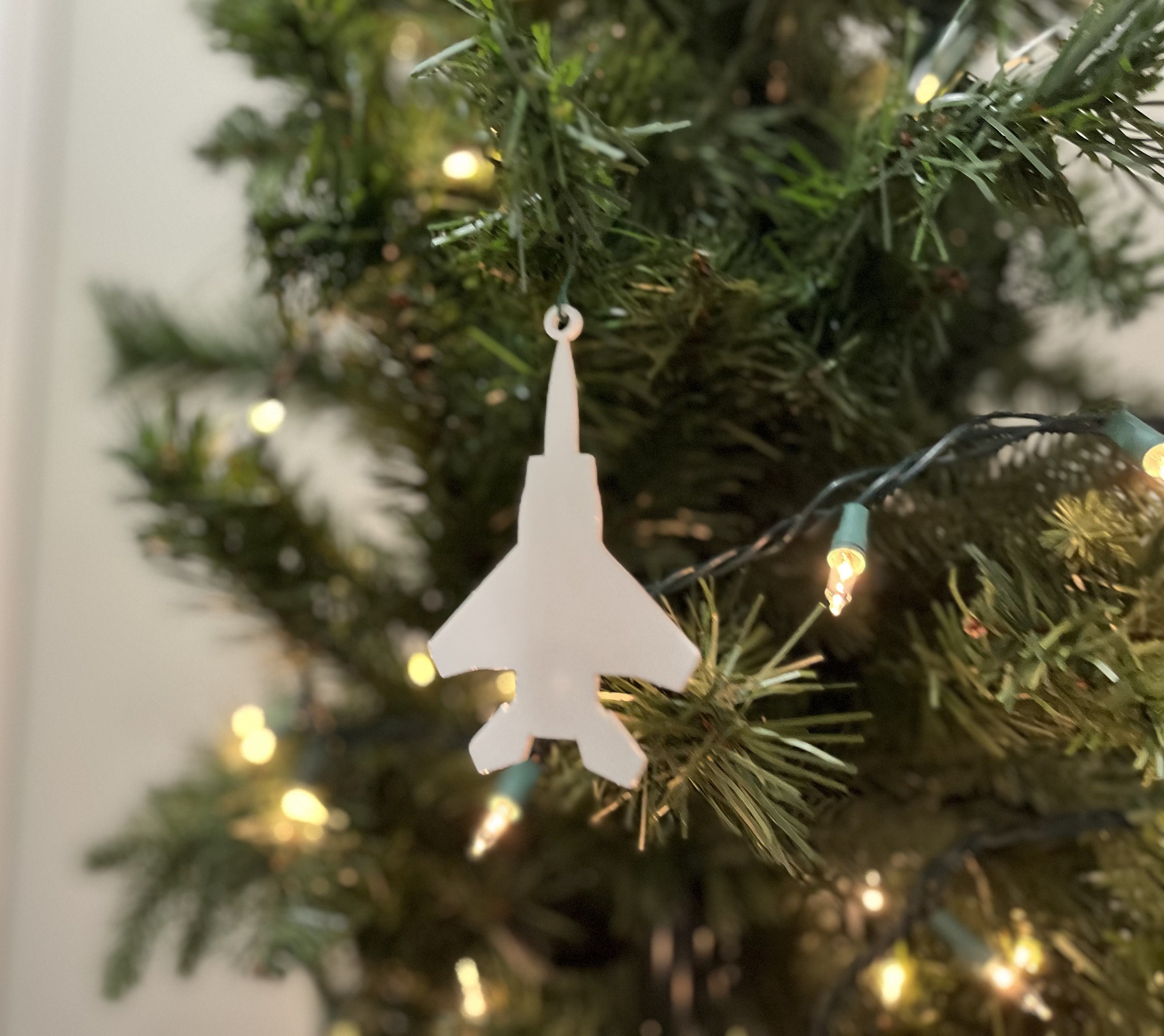F-15 Shape Ornament - Plastic (White) (Laser Cut Acrylic)