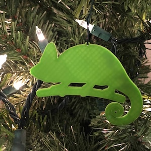 Chameleon Shape Tree Ornament - Plastic (Green) (Laser Cut Acrylic)