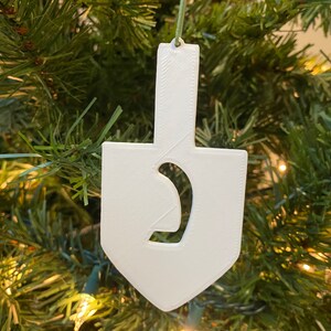 Dreidel Ornament - Plastic (White) (Laser Cut Acrylic)