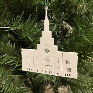 Saratoga Springs, UT Temple Shape Tree Ornament - Plastic (White) (Laser Cut Acrylic)