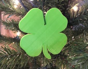 Four Leaf Clover Tree Ornament - Plastic (Green) (Laser Cut Acrylic)