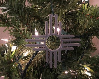 Zia Shape Tree Ornament - Plastic (Gray) (Laser Cut Acrylic)