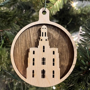 Logan, UT Temple Circle Christmas Ornament - Wood