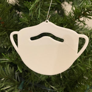 Face Mask 102 Shape Ornament - Plastic (White) (Laser Cut Acrylic)