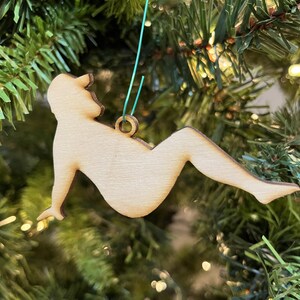 Trucker Mudflap Shape - Tree Ornament - Wood