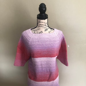 Crochet ombré blouse handmade multicolored top