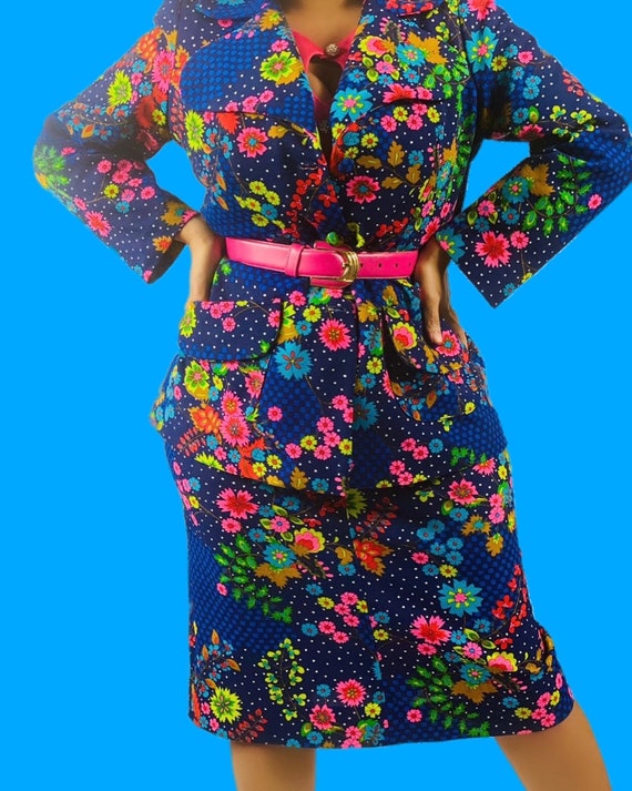 Vintage 1970’s floral print two piece skirt set