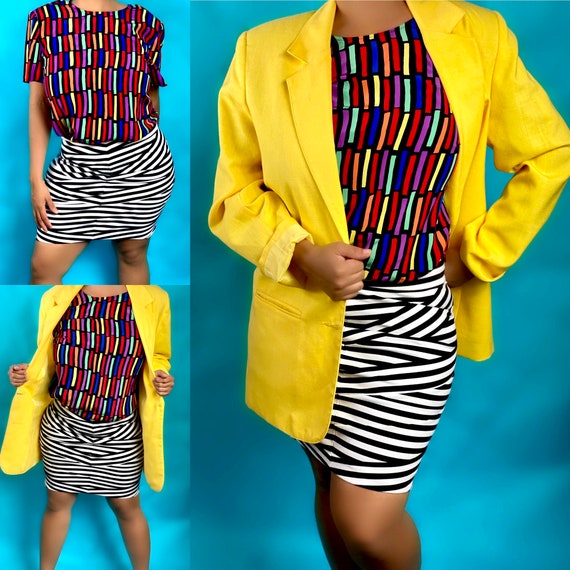 Vintage 80s rainbow colorful blouse