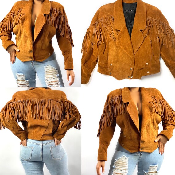 Vintage Fringe Suede Leather Jacket size Medium