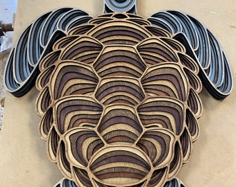 Wall Decor Mandala 3D Art Multilayer Sea Turtle Wood