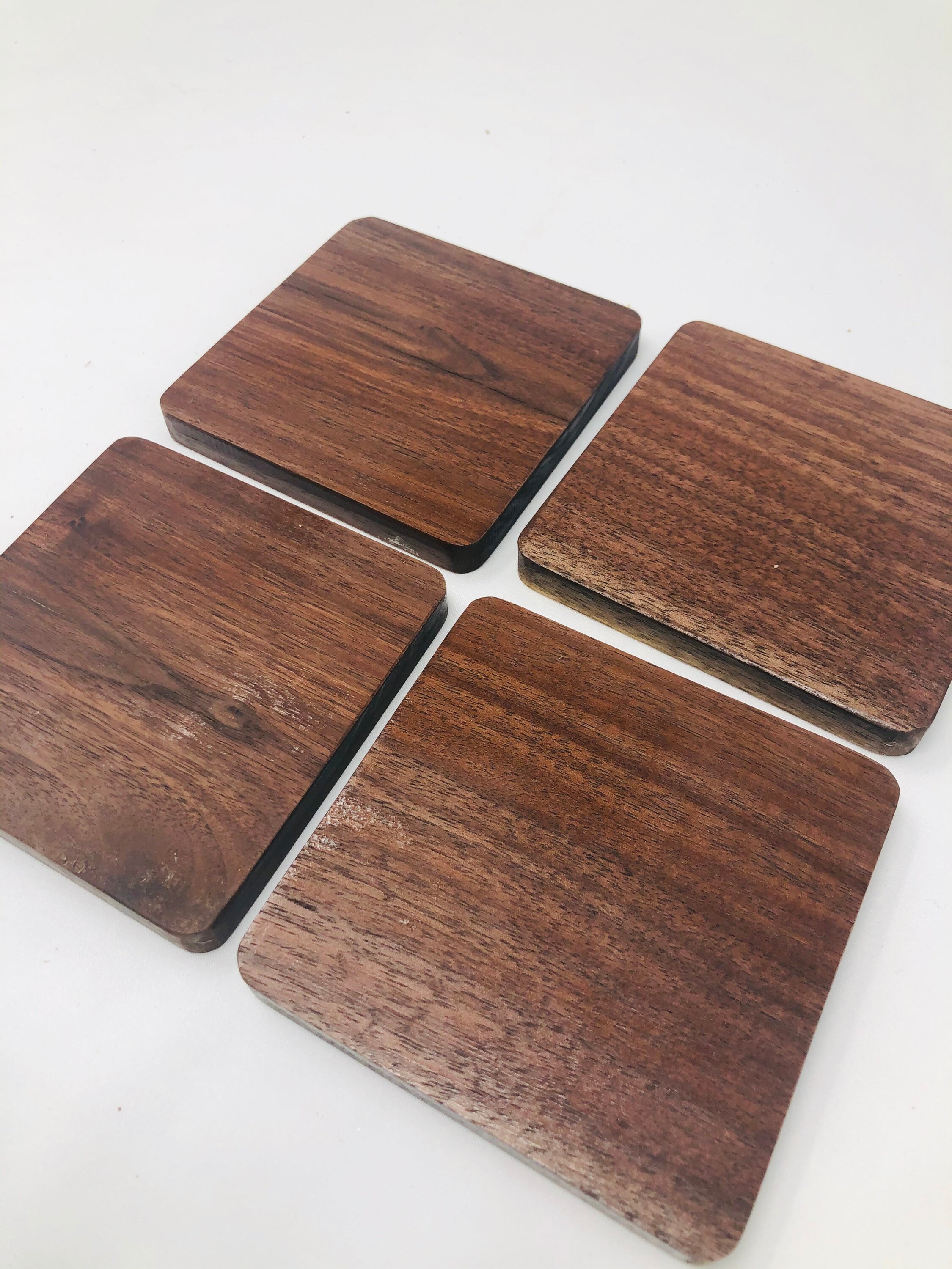 Coasters Square 4 piezas rustic coaster set Square Shaped made Etsy