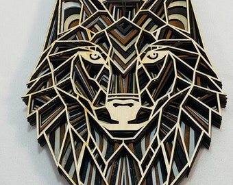 Wolf Wall Decoration Mandala 3D Art Multilayer Spiritual Wood Art Bohemian Meditation Art