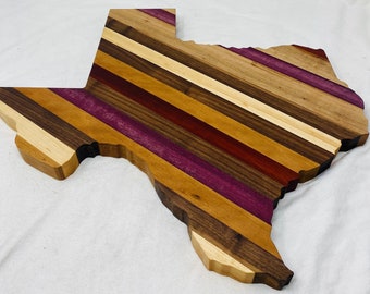 Cutting Board Stripe State of Texas Shape Multi Exotic Hardwoods Edge Grain Medium 5753