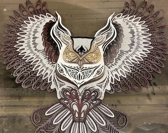 Wall Decoration Owl Flying Layer Wood Art Mandala 3D Art Multilayer Wood Art
