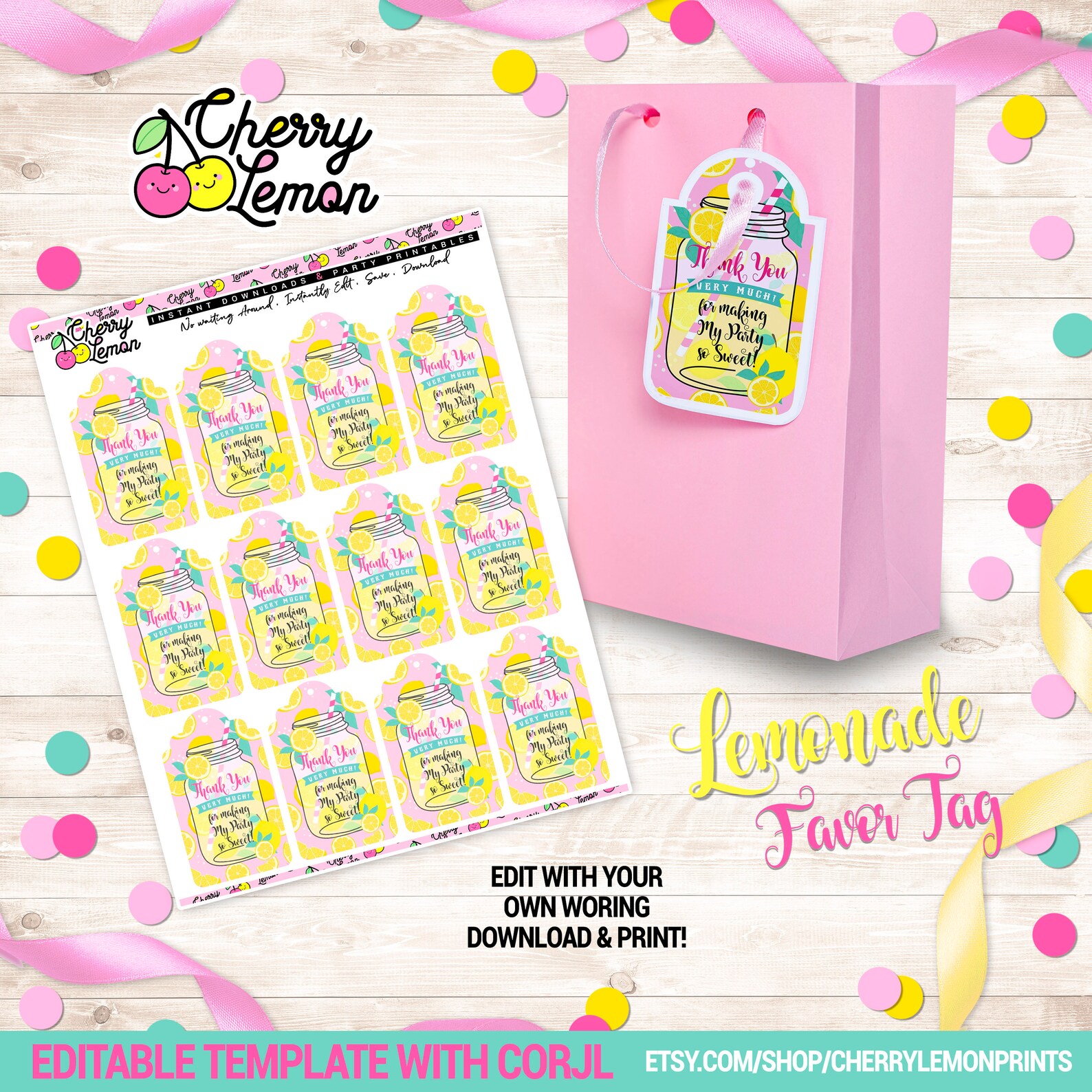 Lemonade Sunshine Birthday Party Printable Kit Instant - Etsy
