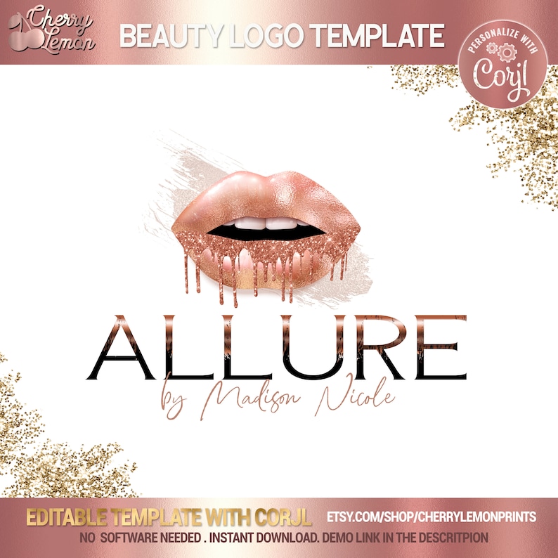 Download BEAUTY LOGO DESIGN Lips dripping glitter Logo Glitter lips ...