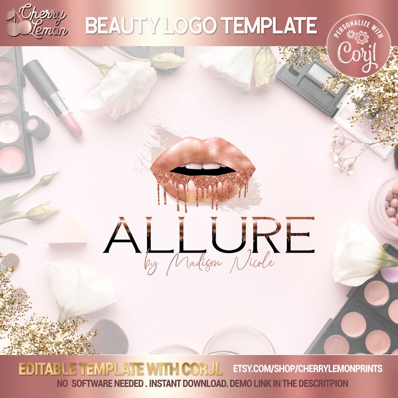 Download BEAUTY LOGO DESIGN Lips dripping glitter Logo Glitter lips ...