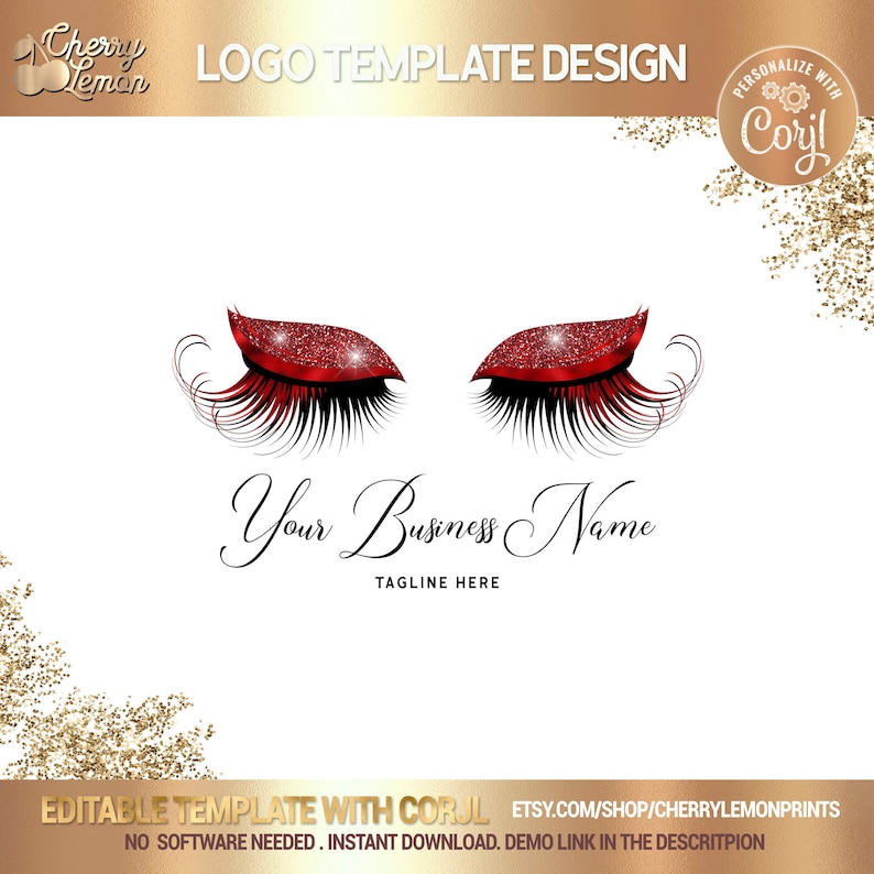 LASH LOGO DESIGN Lash Logo Eyelash Logo Glitter Eyelash Etsy