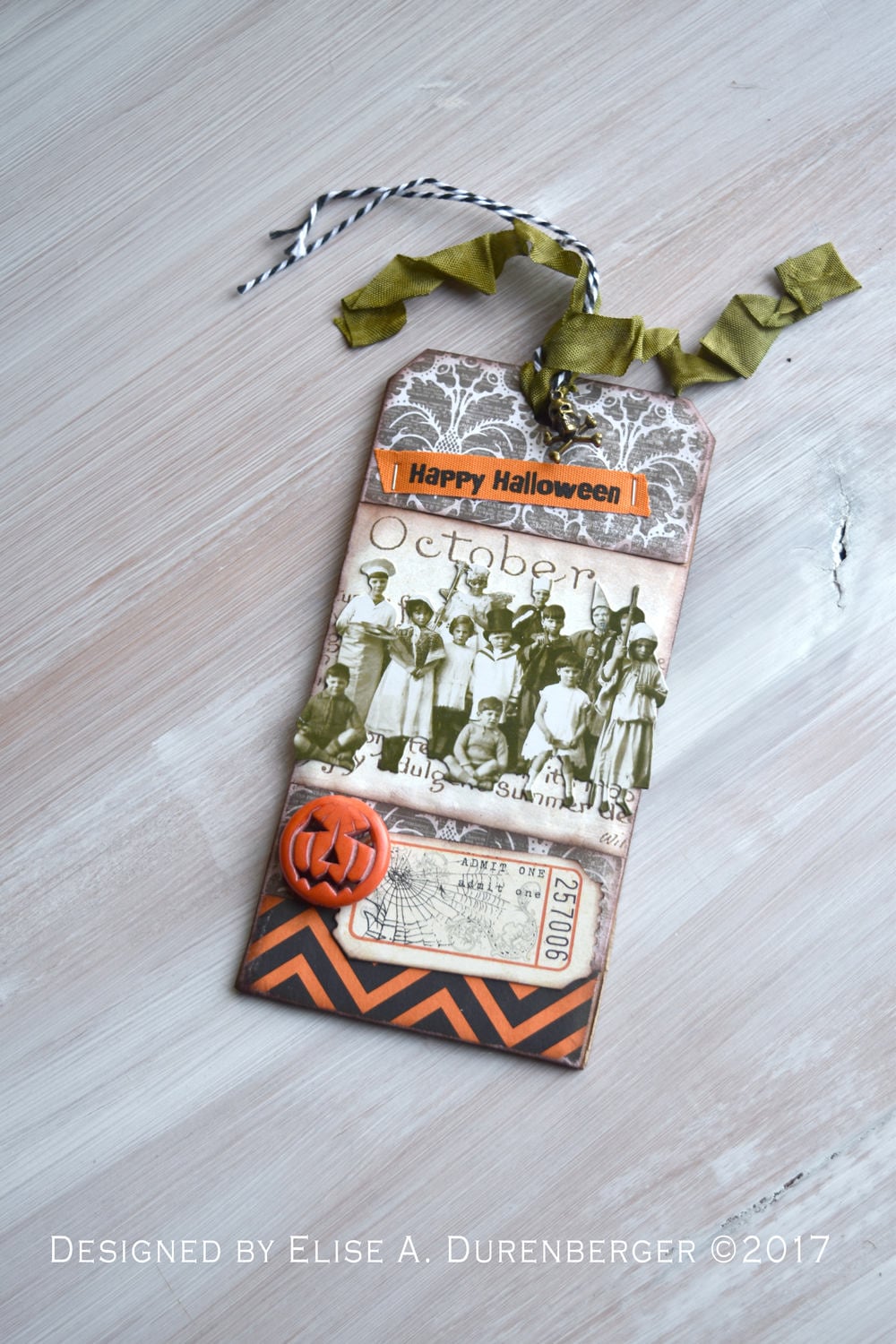 Mixed Media Halloween Keepsake Tag Happy Halloween From the Etsy España