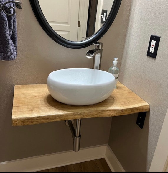 Live Edge Solid Oak Wood Bespoke Wood Wash Stand Sink Unit Etsy UK
