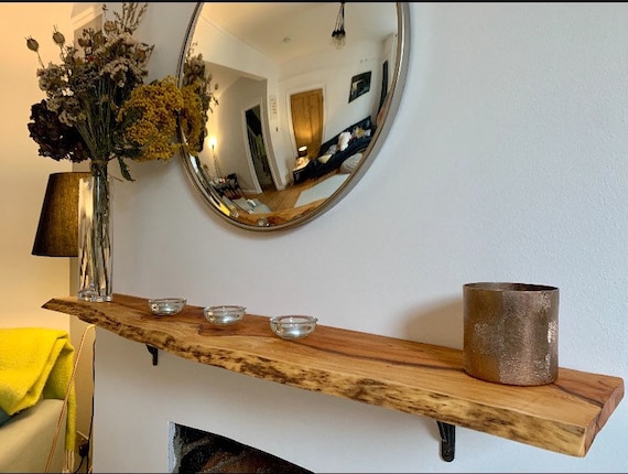 Live Edge Yew Rustic Solid Wood 4ft Shelf Floating Shelf Etsy