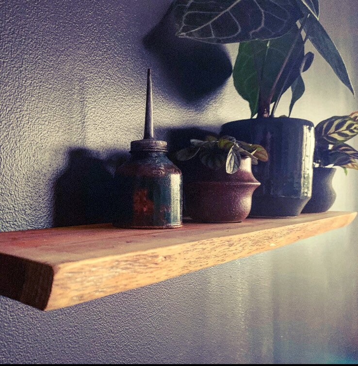 Live Edge Yew Rustic Solid Wood Shelf Floating Shelf Etsy