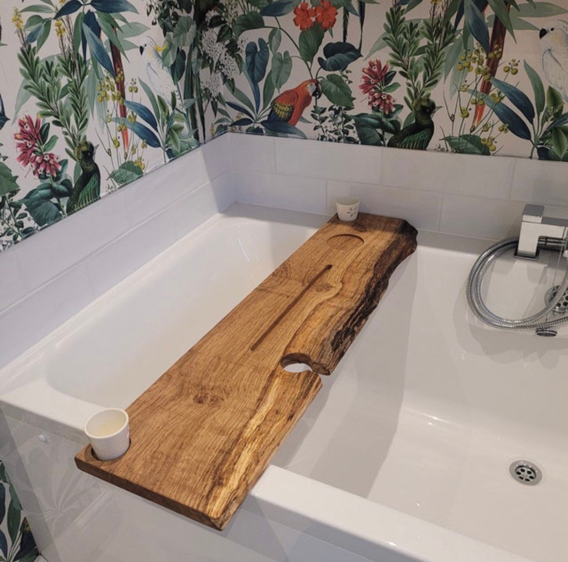 Live Edge Teak Wood Bath Caddy + Reviews