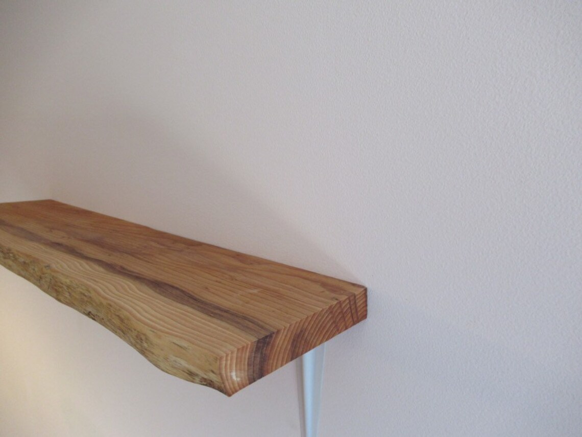 Live Edge Yew rustic solid wood 4ft Shelf floating shelf Etsy