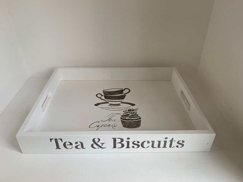 Tea and Biscuits decorative tray bespoke shabby chic wooden Etsy