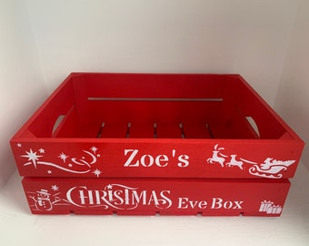 Red Medium Christmas Eve or Christmas Box Crate