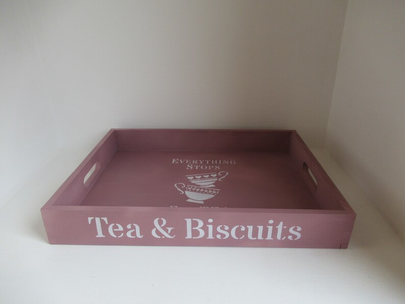 Tea and Biscuits decorative tray bespoke shabby chic wooden Etsy