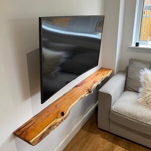 Live Edge Yew rustic solid wood 4ft Shelf floating shelf image 2