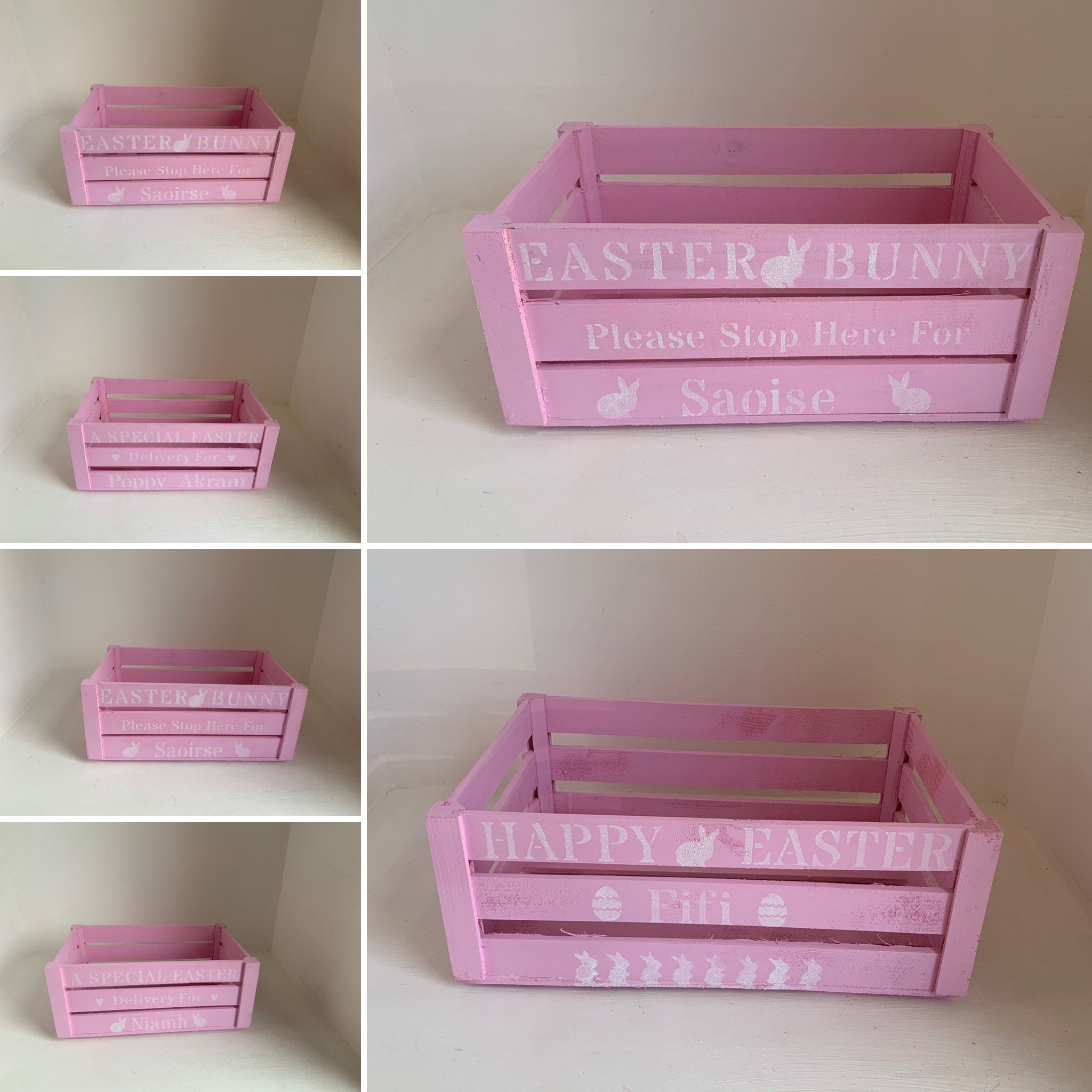 Easter crate box Personalised wooden Happy Easter Easter Etsy