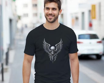 Winged Skull Heavyweight T-Shirt (Black & White)