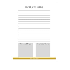 Prayer Needs Journal Church Planner Bible Page
