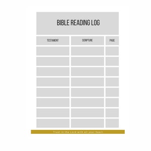 Bible Reading Log Church Planner