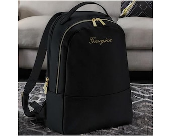 Personalised Women Backpack with Name | Bespoke Custom Bag | Faux Leather Rucksack | Travel Backpack | Hand Luggage | Hospital Overnight
